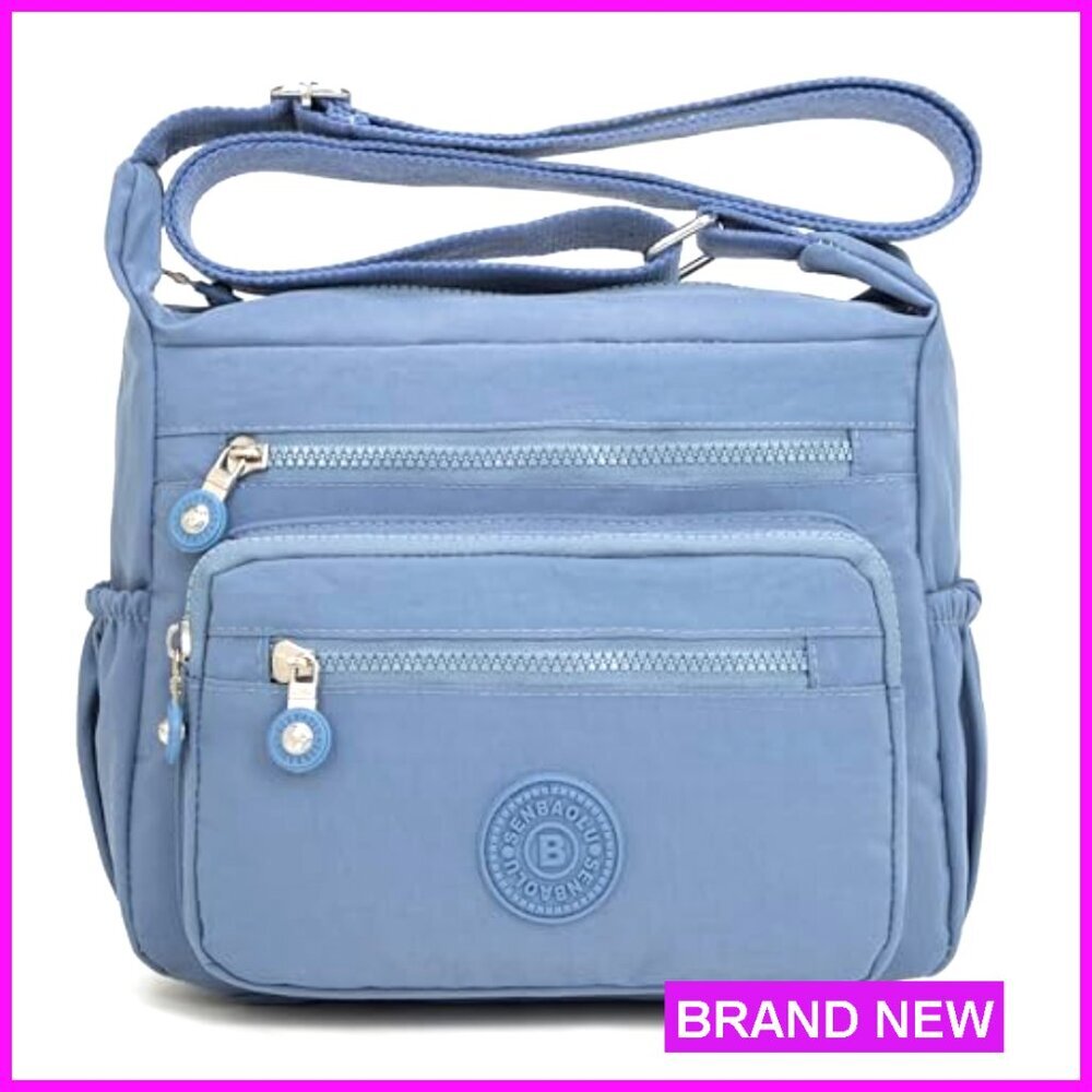 Lightweight Nylon Shoulder Bag Multiple Pockets Anti-Theft Tote Crossbody Purse - Picture 2 of 8